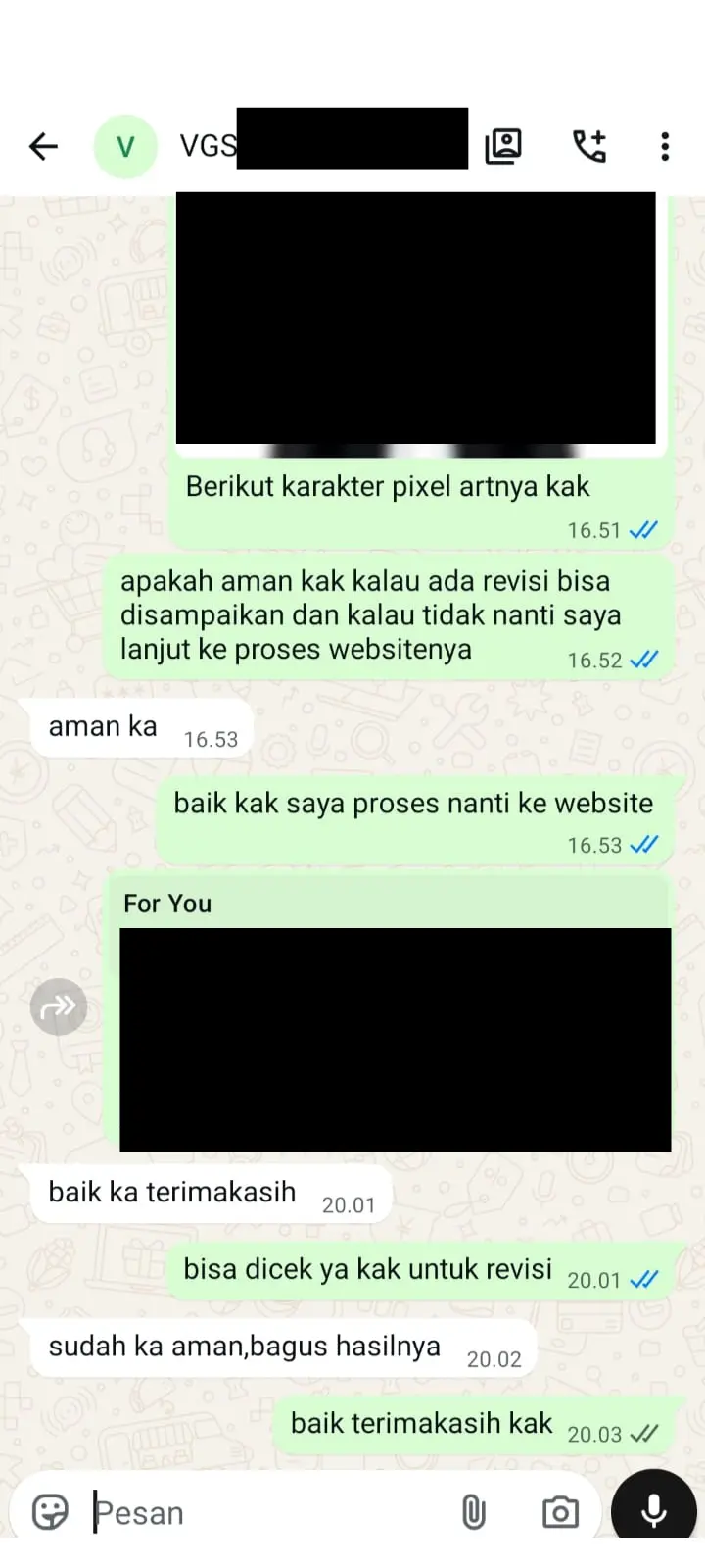 Ulasan pelanggan via WhatsApp